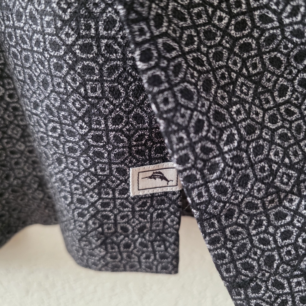 Tommy Bahama Silk Button Down Shirt Black Patterned XL - Picture 9 of 13